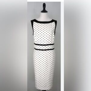 Evan Picone Black and White Polka Dot Midi Dress